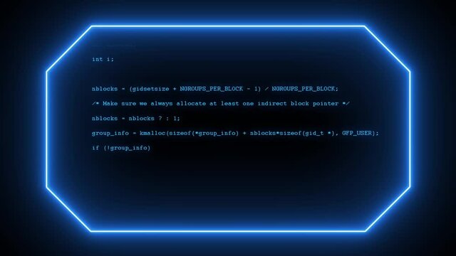 Coding running on Futuristic HUD blue tone display screen. 
Hologram future serial executed code programming like hacking system.
