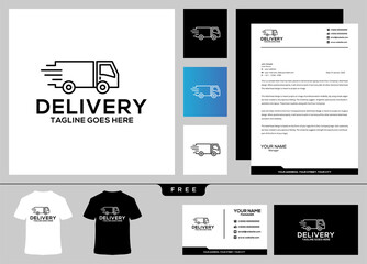 Fast Delivery Logo And Business Card Template Design Vector  Emblem  Design Concept