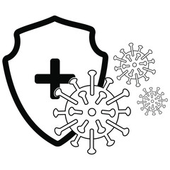 Obraz premium graphic illustration of medical sheild prevent virus