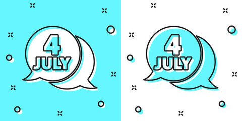 Naklejka premium Black line USA Independence day icon isolated on green and white background. 4th of July. United States of America country. Random dynamic shapes. Vector.