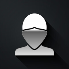 Silver Vandal icon isolated on black background. Long shadow style. Vector.
