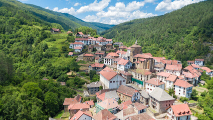Fototapeta na wymiar aerial view of navarre countryside town, Spain