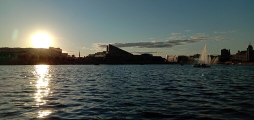 Fototapeta premium sunset over the river