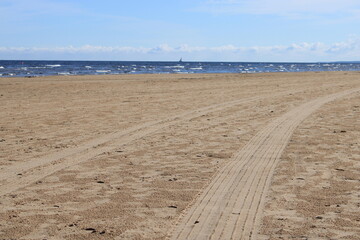 Deserted beach on the shore of the Gulf of Riga