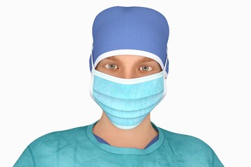 Digital 3D illustration of a protective mask.