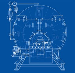 Industrial boiler outline. 3D illustration