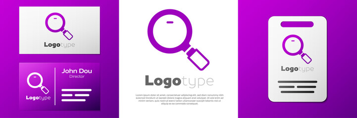 Logotype Magnifying glass icon isolated on white background. Search, focus, zoom, business symbol. Logo design template element. Vector.