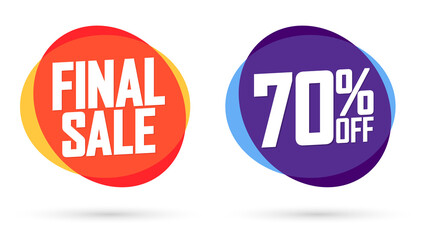 Final Sale, 70% off, bubble banners design template, discount tags, app icon, vector illustration