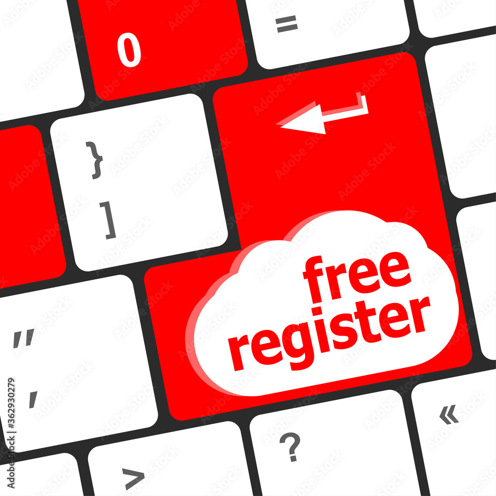 Poster free register computer key showing internet login