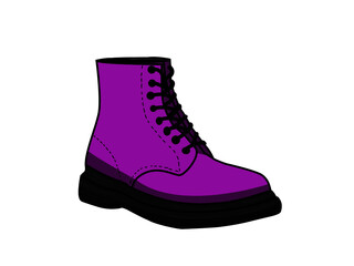 Boots purple and black tall lace up