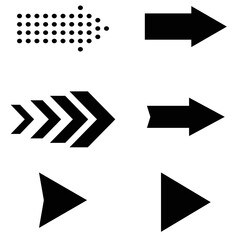 Set of black vector arrows on isolated background. Collection of modern arrow icons. Vector arrows for web, mobile app. Arrows for navigation menu. Cursor, arrow icon. Modern simple arrows. eps10