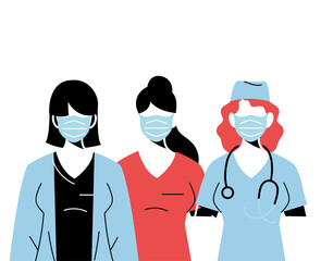 professional medical women wearing face masks