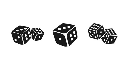 dice cubes icon set. playing dices icon