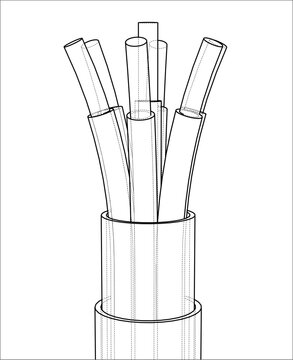 recommend clip art: Seven-wire cable. Wire frame. 3D illustration