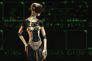 Fototapeta na wymiar Artistic 3D illustration of a science-fiction female