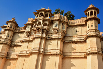 Fototapeta na wymiar Beautiful view of Udaipur city Palace in Udaipur, Rajasthan, India