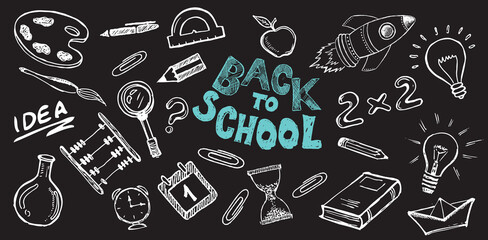 Back to school. Hand drawn vector illustration