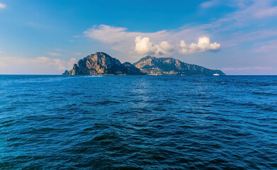 Naklejka premium Approaching the Island of Capri, Italy from the north-east on a motor launch