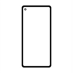 Modern phone illustration with blank white screen isolated on white background