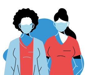 professional medical women wearing face mask