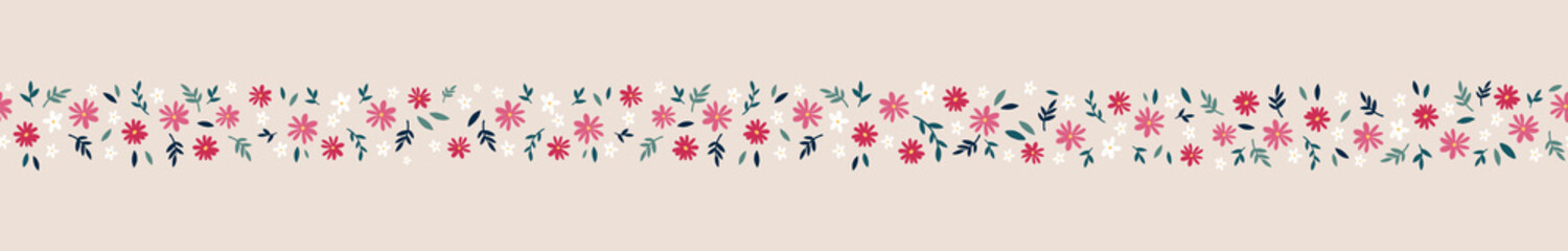 Obraz na płótnie Canvas Lovely ditsy floral seamless pattern, tiny hand drawn flowers, great as background, for textiles, banners, wallpapers, wrapping - vector design