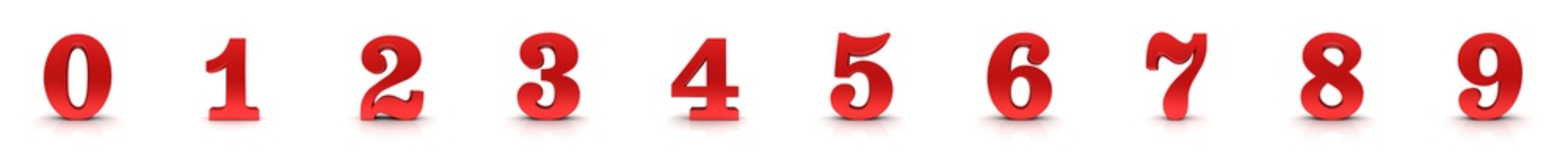 Red numbers 0 1 2 3 4 5 6 7 8 9 signs 3d zero one two three four five six seven eight nine countdown