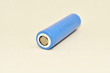 one rechargeable 18650 lithium-ion batteries. isolated on a white background. batteries for...