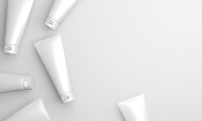 beauty treatment medical skincare cosmetic lotion cream mockup packaging, 3d illustration rendering