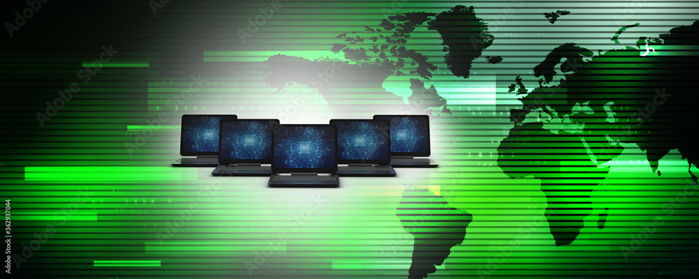 Poster 3d rendering technology computer network