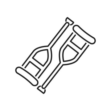recommend clip art: Axillary crutch black line icon. Isolated vector element. Outline pictogram for web page, mobile app, promo.