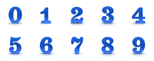 numbers 3d blue signs 0 1 2 3 4 5 6 7 8 9 one two three four five six seven eight nine zero