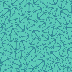 Seamless pattern anchor on a blue background. Vector illustration.
