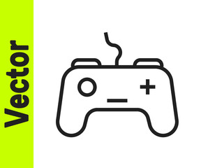 Black line Gamepad icon isolated on white background. Game controller. Vector.