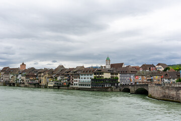 Fototapeta na wymiar historic river front old town of Rheinfelden on the Upper Rhine