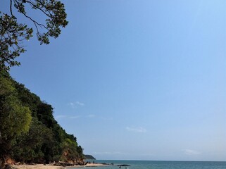 beautiful tropical beach with trees and blue sky. Inhaca island Maputo Mozambique