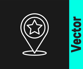 White line USA Independence day icon isolated on black background. 4th of July. United States of America country. Vector.