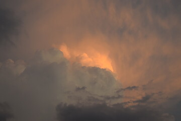 Golden colored clouds at sunset