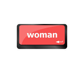 woman words on computer pc keyboard keys