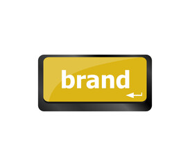 Wording brand on computer laptop keyboard keys