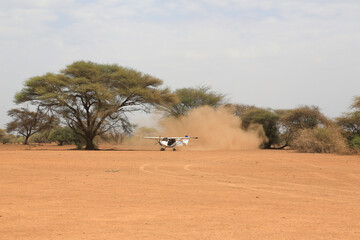A plane stopover in the Shompole conservancy area, near Lake Magadi, Kenya. 