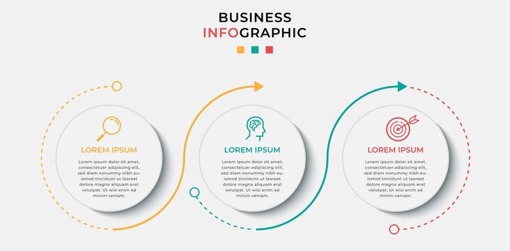 Business Infographic design template Vector with icons and 3 three options or steps. Can be used for process diagram, presentations, workflow layout, banner, flow chart, info graph
