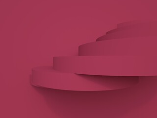 3d rendering of modern abstract shapes  compose in layers with red background