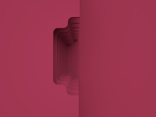 3d rendering of modern abstract shapes  compose in layers with red background