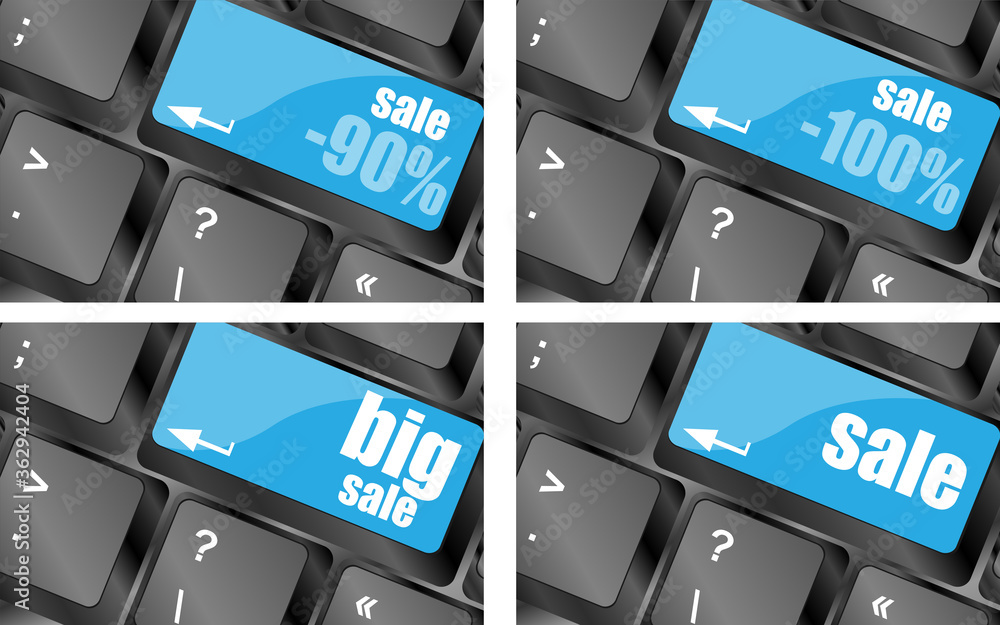 Poster commercial price with percentage reduction concept on computer keyboard keys