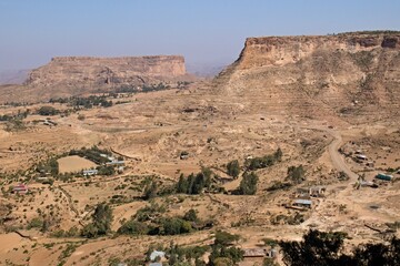 Fototapeta na wymiar View of the Tigray Mountains from Debre Damo Monastery. Ethiopia. Africa.