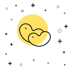 Black line Beans icon isolated on white background. Random dynamic shapes. Vector.