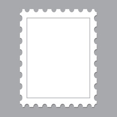 Blank postage stamp template isolated on gray background. Trendy postage stamp for label, sticker, app, mockup post stamp and wallpaper. Creative art concept, vector illustration