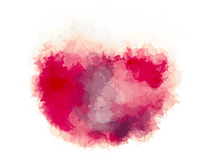 Modern drawing in red and purple colors. Multi color paint brushstrokes isolated on white background. Abstract watercolor illustration. Contemporary creation