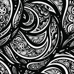 Fototapeta premium Vector Black and White Abstract Vintage Seamless Pattern