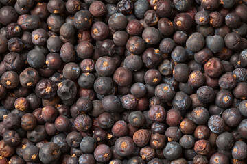 Dried juniper berries close up